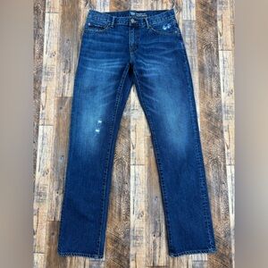 GAP Men's Straight Fit Coupe Droite Distressed Denim Jeans, US Size 32x34